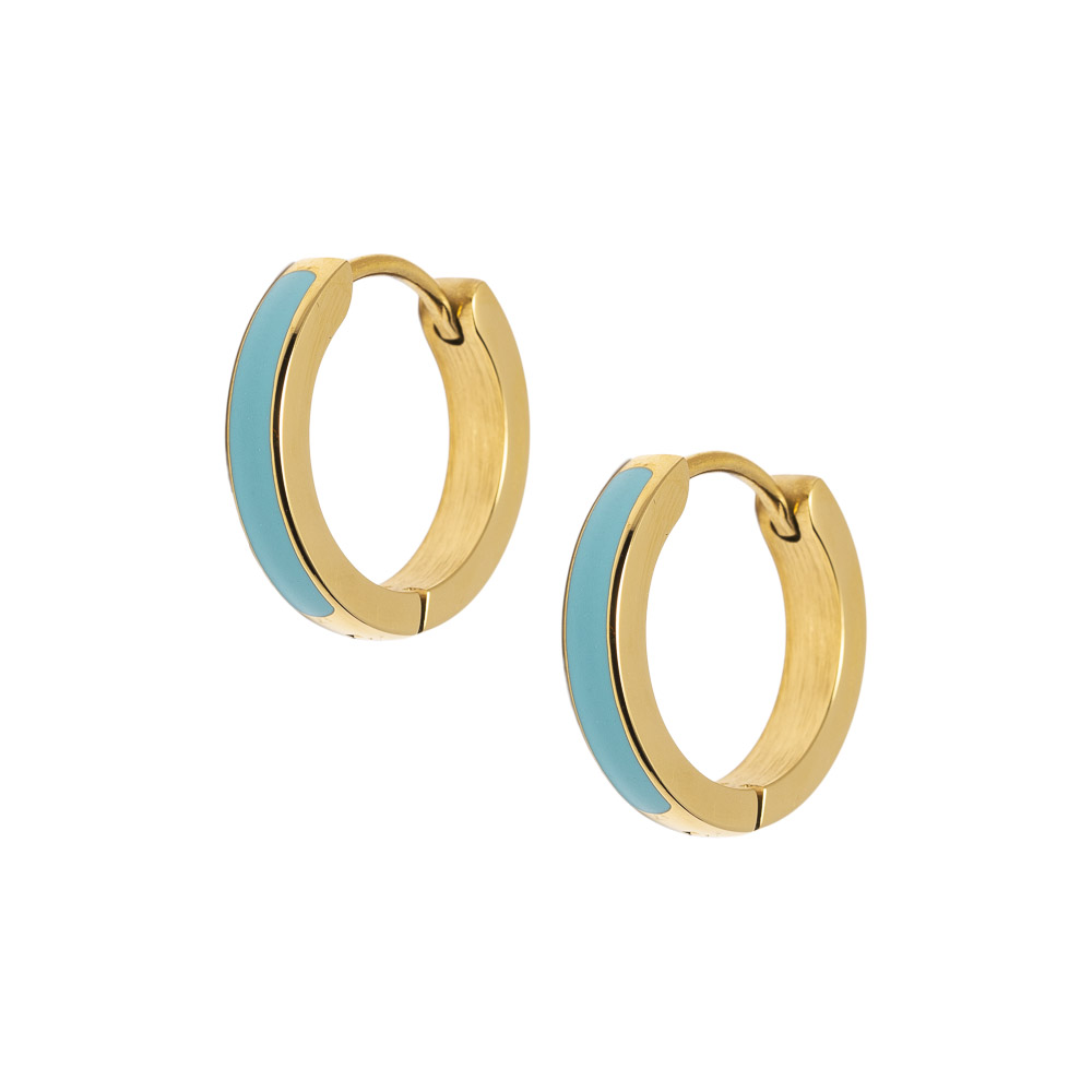 Emaljeøreringer Gullfarget Stål Turkis