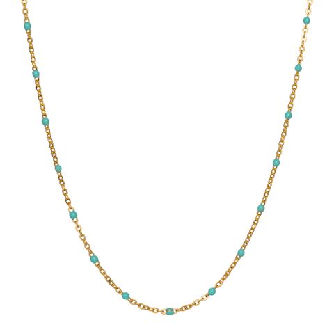 Emaljesmykke Gullfarget Stål Turkis