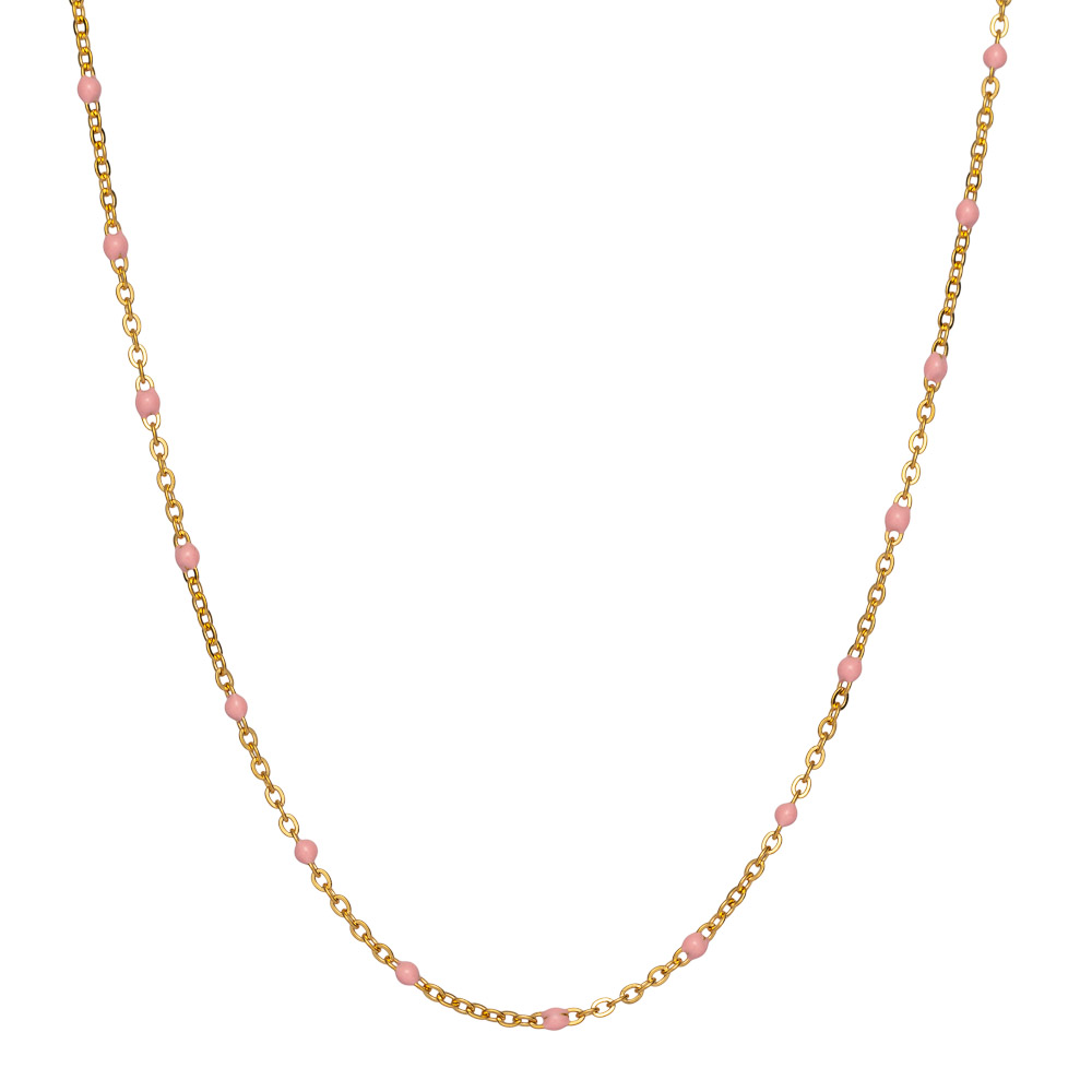 Emaljesmykke Gullfarget Stål Lyserosa