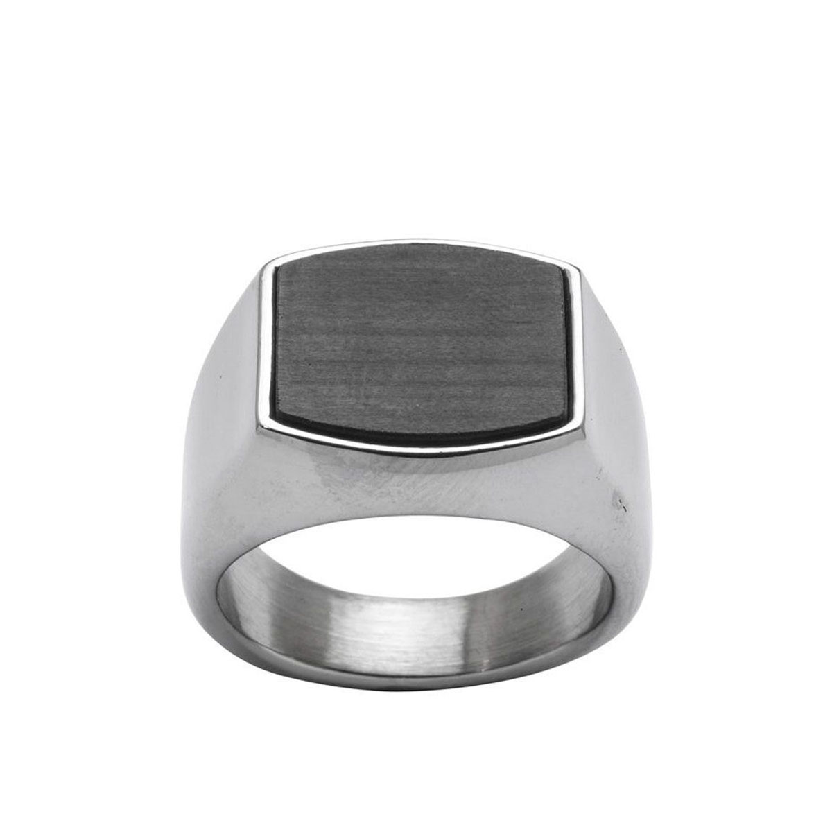 Signetring med svart rektangulær sten 