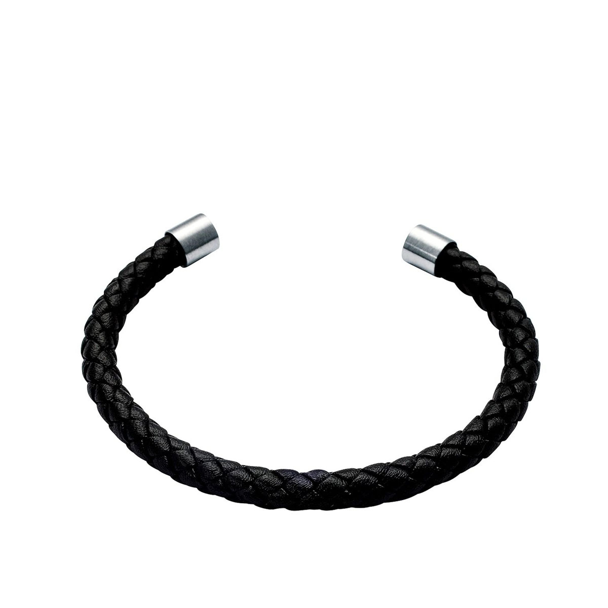 Armbånd Skinn Flettet Sort 