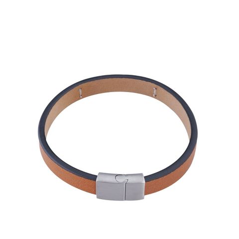 Armbånd Skinn/Stål Cognac
