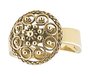 Gammelforgylt bunadsring i sølv