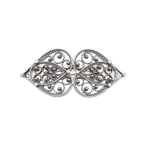 Hårspenne Hjertefiligran Stor 830 Oksidert Sølv