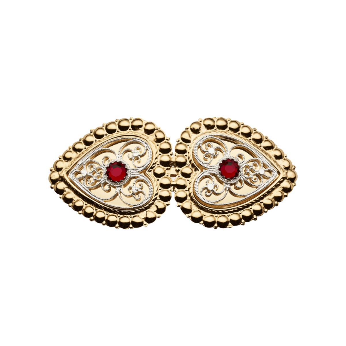 Hårspenne Rød Sten 830 Hvitt Forgylt Sølv