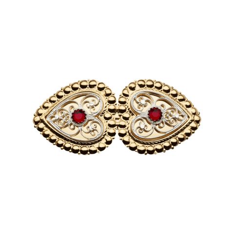 Hårspenne Rød Sten 830 Hvitt Forgylt Sølv