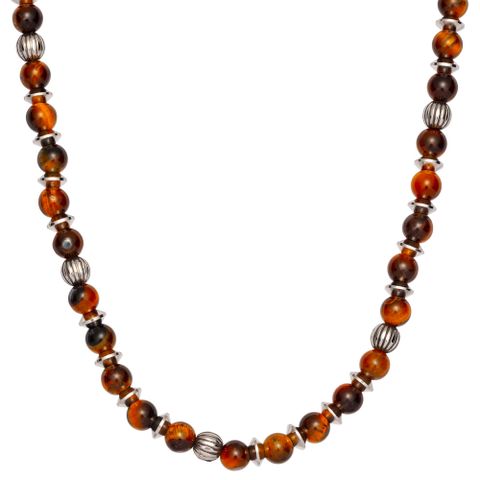 FREDRIK Halskjede Stål Brun