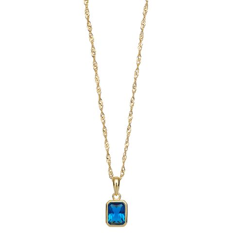 Halssmykke 925 Forgylt Sølv Mørkeblå