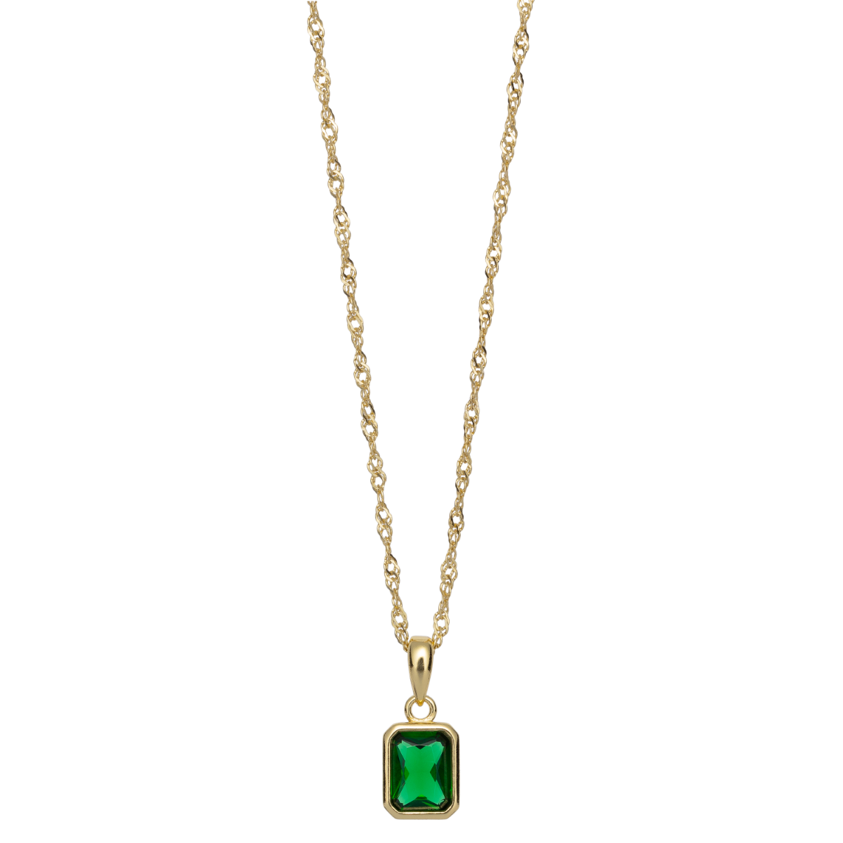 Halssmykke 925 Forgylt Sølv Grønn