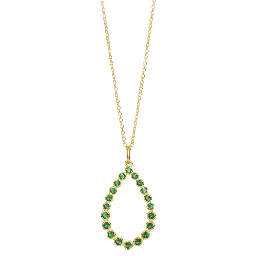 Halssmykke 925 Forgylt Sølv Grønn