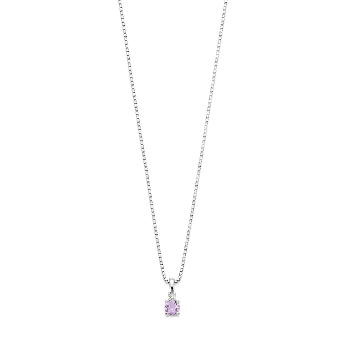 Halssmykke Ametyst 375 Hvitt Gull