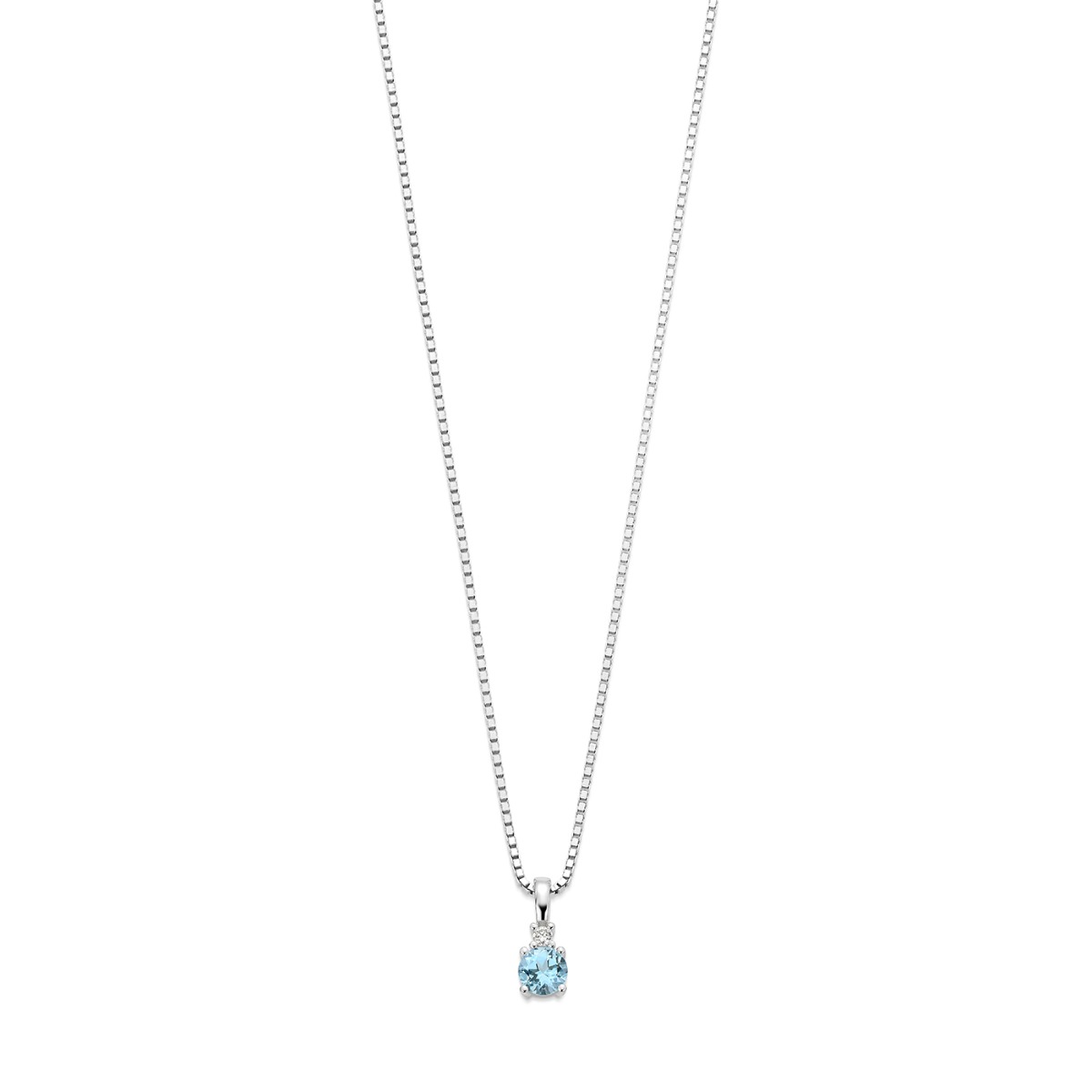 Halssmykke Blå Topas 375 Hvitt Gull