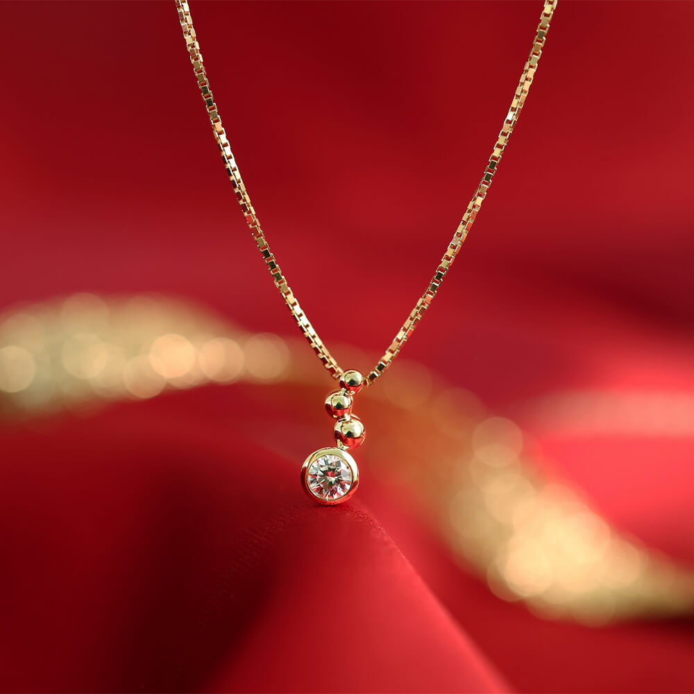 Halssmykke Bobler 375 Gult Gull