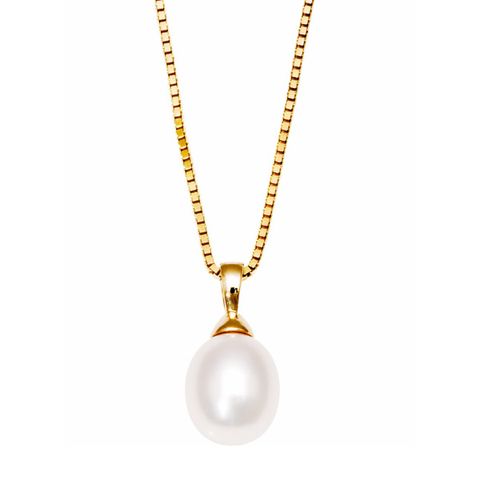 Halssmykke Ferskvannsperle 585 Gult Gull 8,5-9 mm