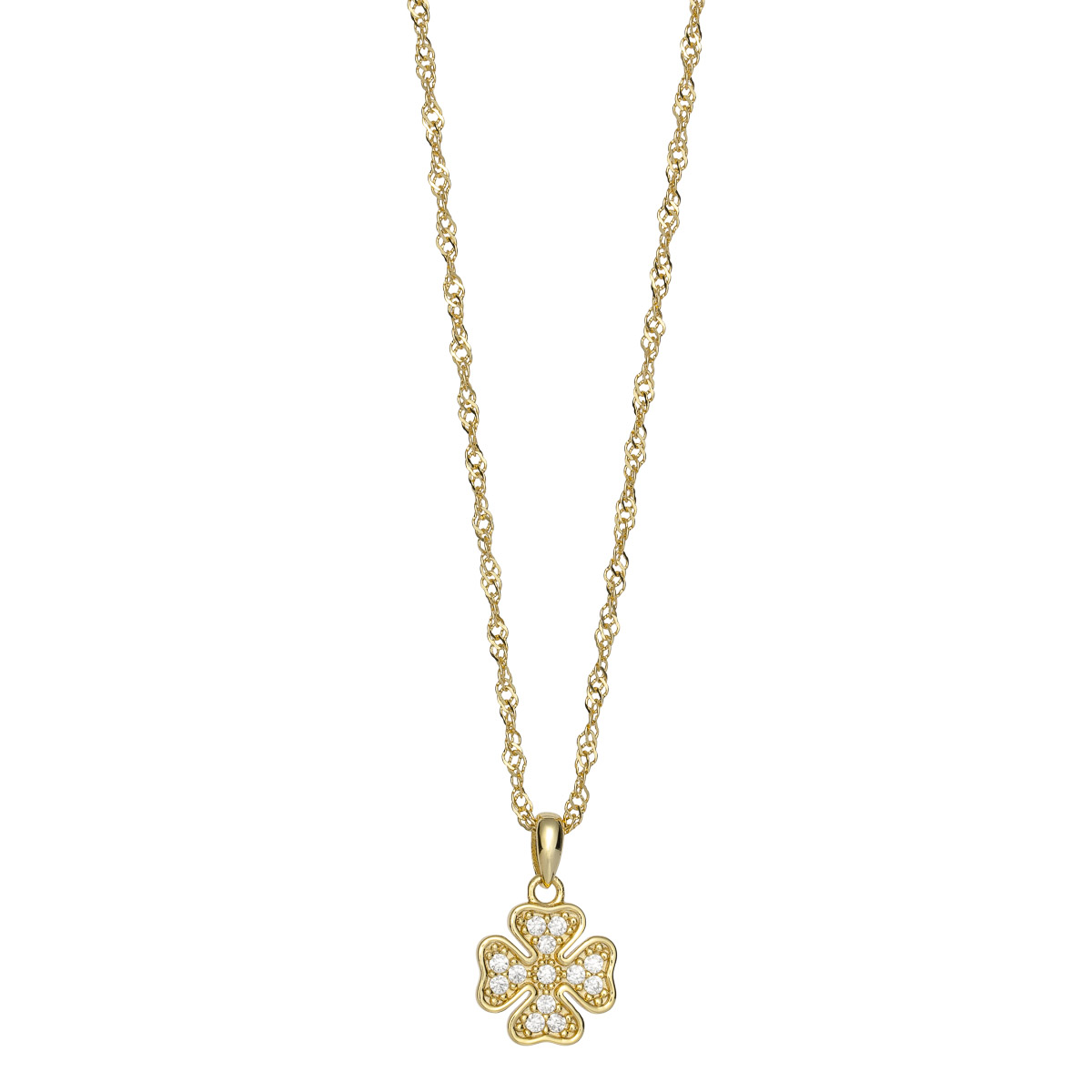 Halssmykke Firkløver 925 Forgylt Sølv