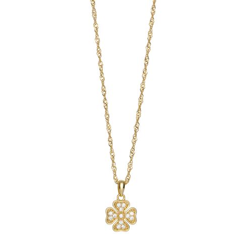 Halssmykke Firkløver 925 Forgylt Sølv