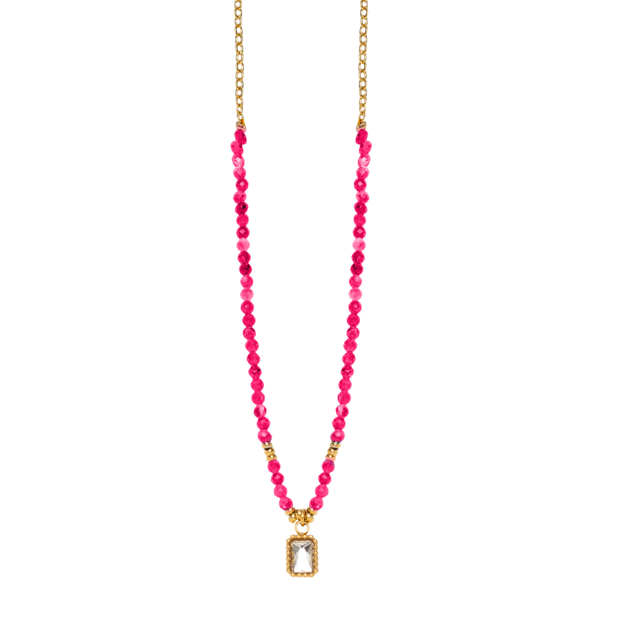 Halssmykke Gullfarget Stål Rosa