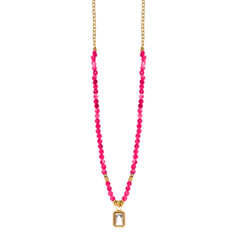 Halssmykke Gullfarget Stål Rosa