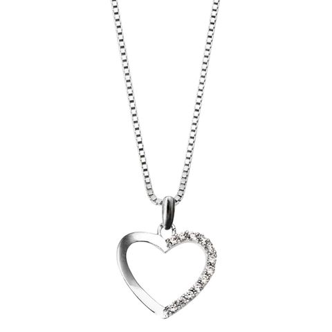 Halssmykke Hjerte 585 Hvitt Gull