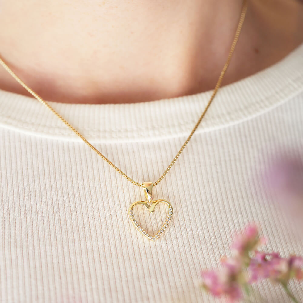 Halssmykke Hjerte 925 Forgylt Sølv