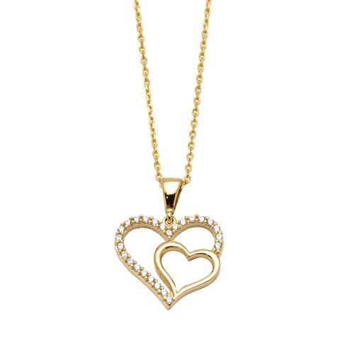 Halssmykke Hjerter 375 Gult Gull