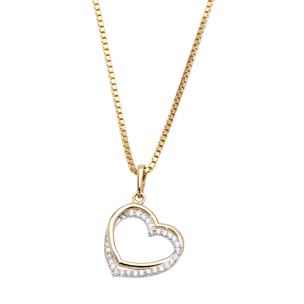 Halssmykke Hjerter 375 Gult Gull