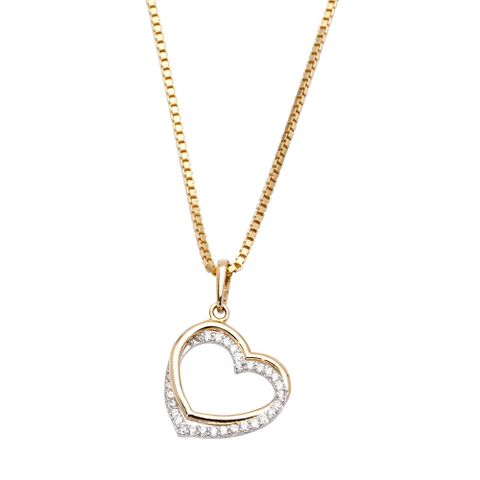 Halssmykke Hjerter 375 Gult Gull