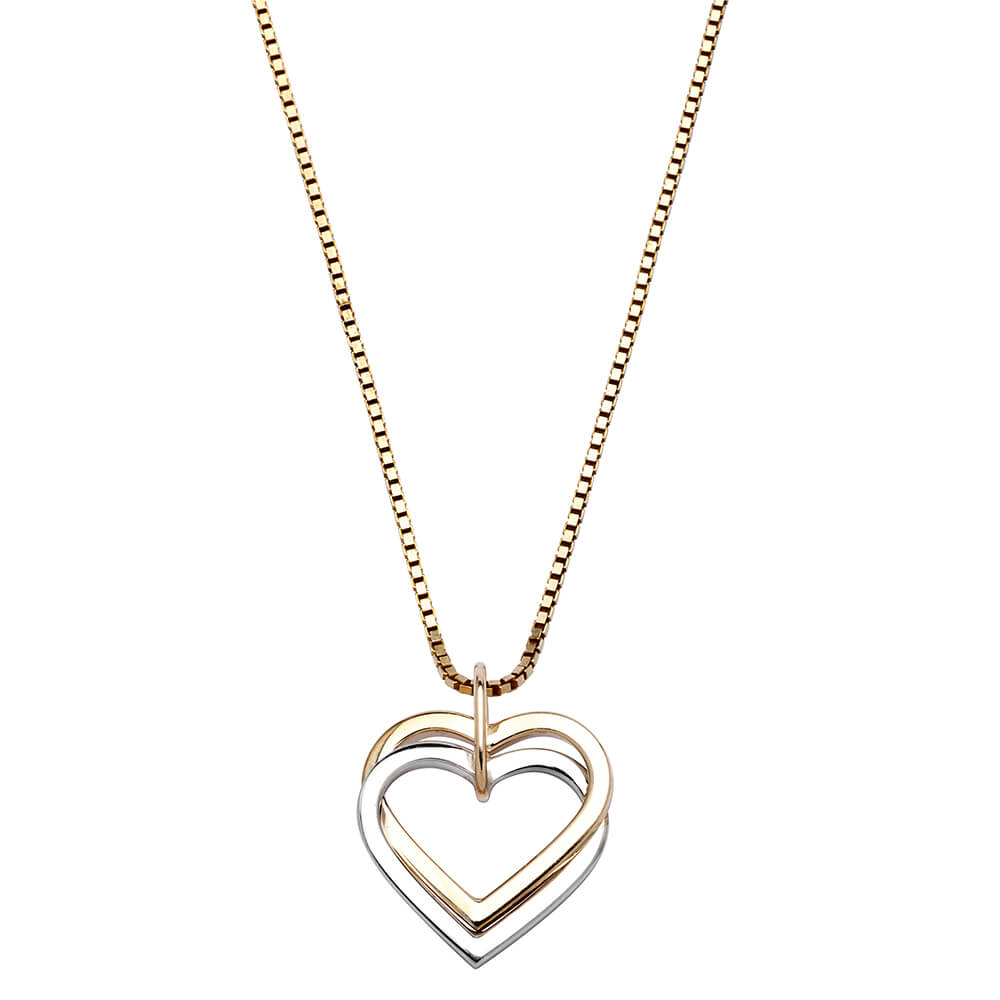 Halssmykke Hjerter 375 Tofarget Gull