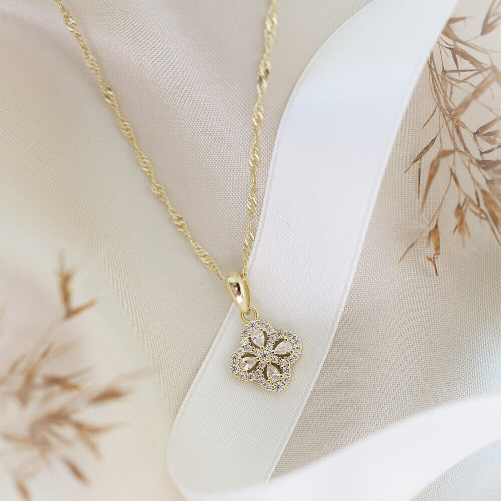 Halssmykke Kløver 925 Forgylt Sølv