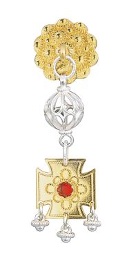 halssølje forgylt/hvit m.raud