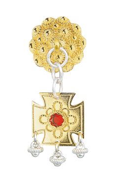 halssølje forgylt/hvit m.raud