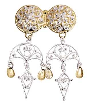 Halssølje Bergen med heng 830 Hvitt/Forgylt Sølv