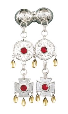 Halssølje Sunnmøre Rød Sten 830 Hvitt Forgylt Sølv