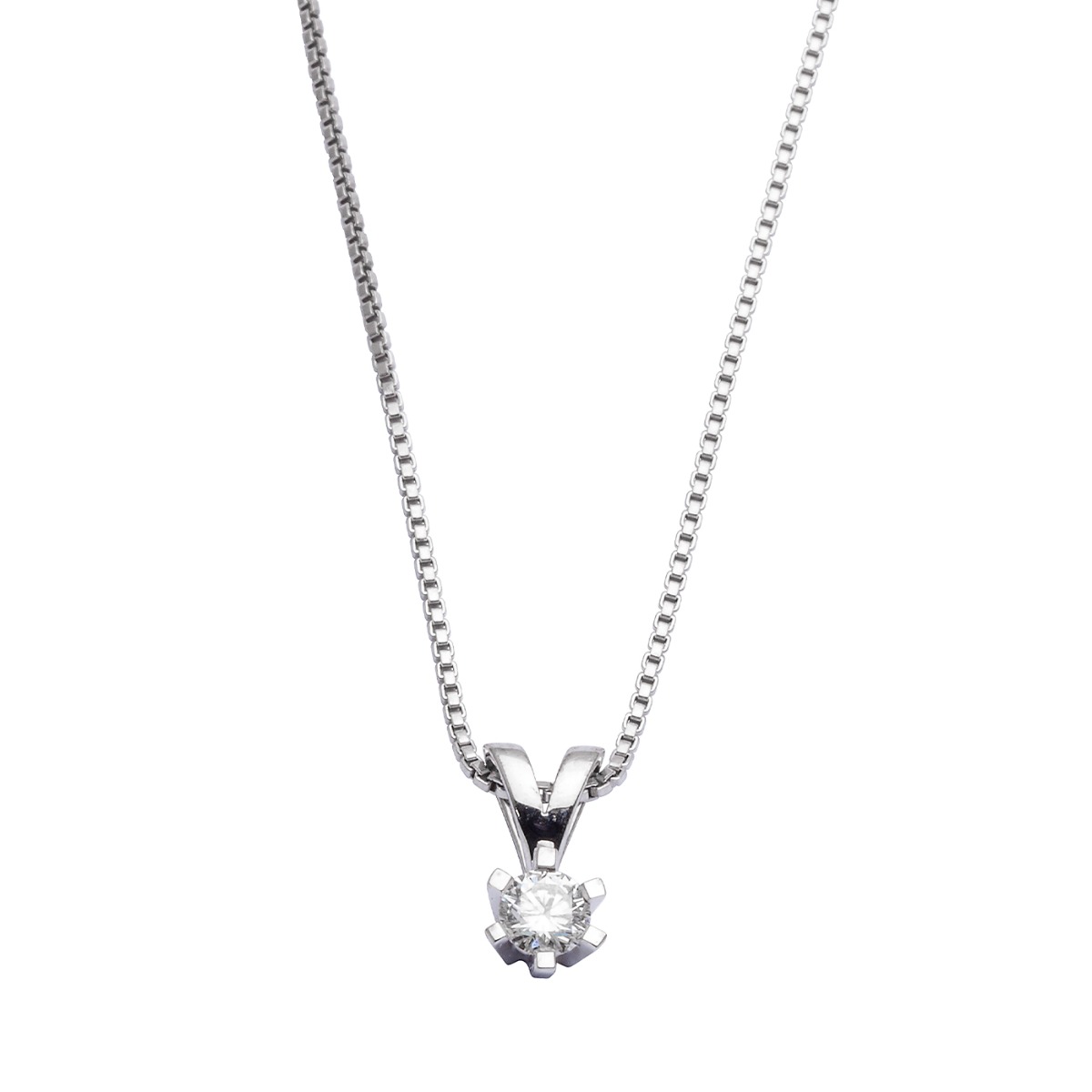 Helene Diamantsmykke 585 Hvitt Gull 0,20 ct