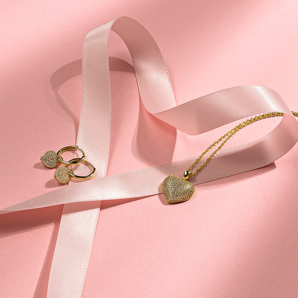 Øreringer Hjerter 925 Forgylt Sølv 