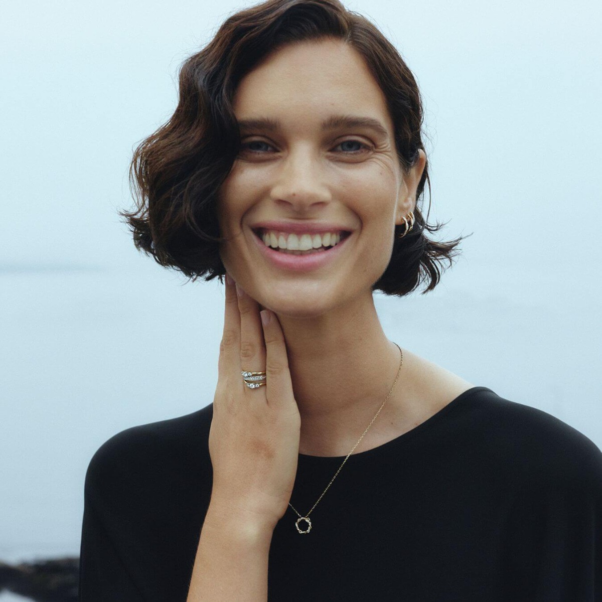 Diamantsmykke 585 Gult Gull 0,05 ct