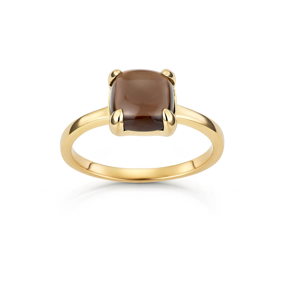 Ring 925 Forgylt Sølv Røykkvarts