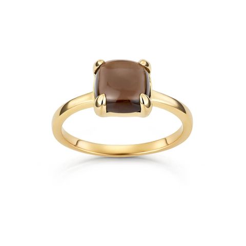Ring 925 Forgylt Sølv Røykkvarts