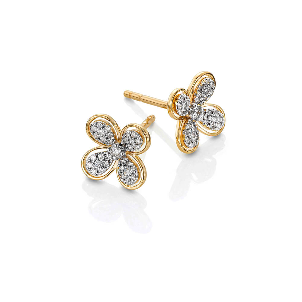 Diamantøredobber 585 Gult Gull 0,15 ct 