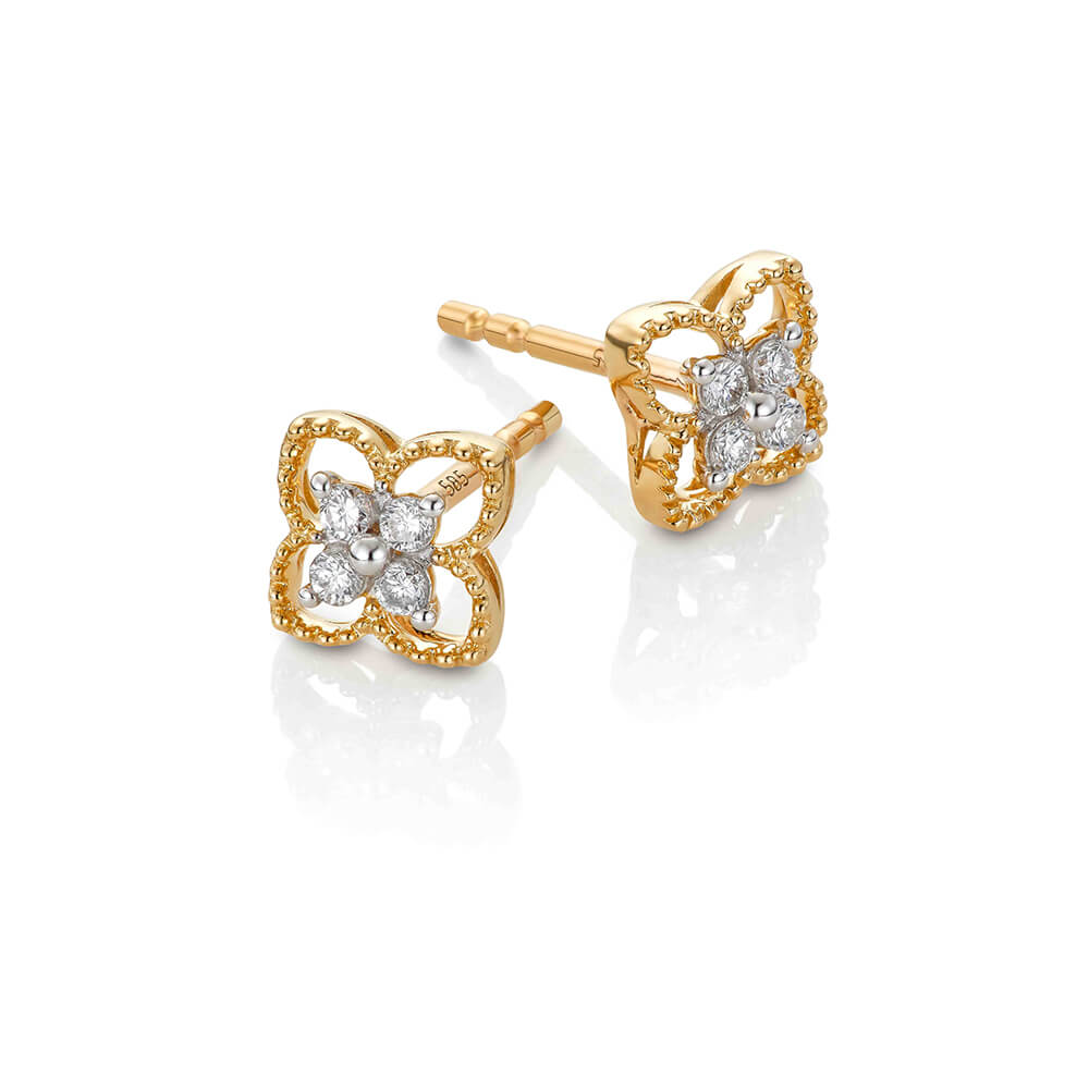 Diamantøredobber 585 Gult Gull 0,10 ct