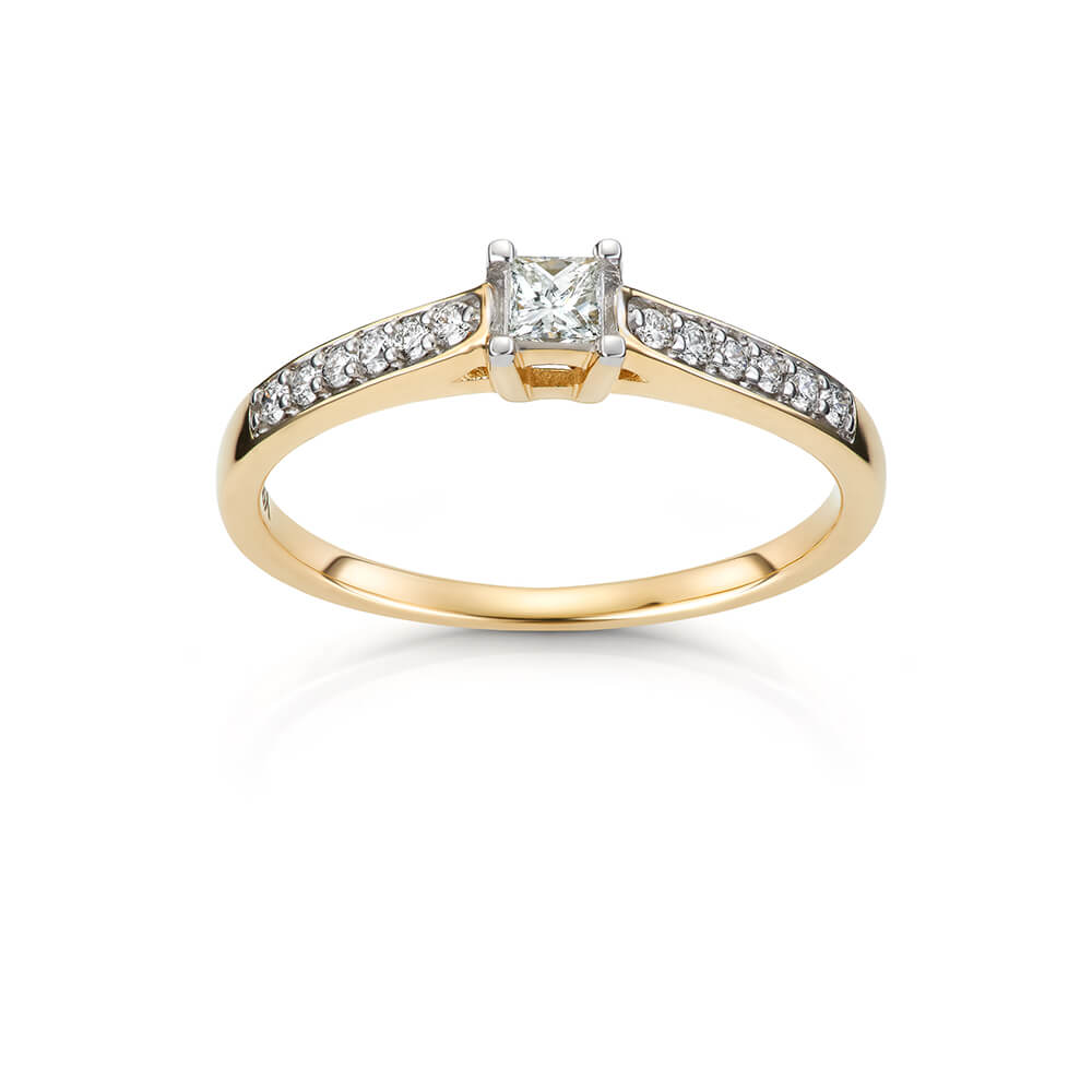 Diamantring 585 Gult Gull 0,25 ct