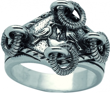 Kjærlighetsring i oksidert sølv