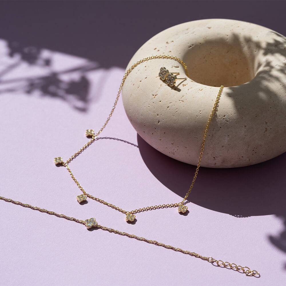 Armbånd Kløver 925 Forgylt Sølv