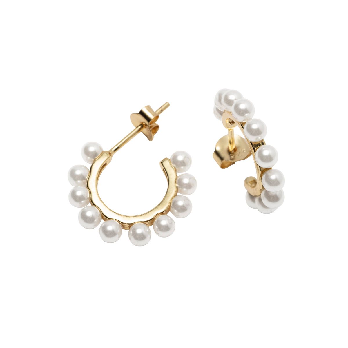 Øreringer Perler Gullforgylt Sølv 