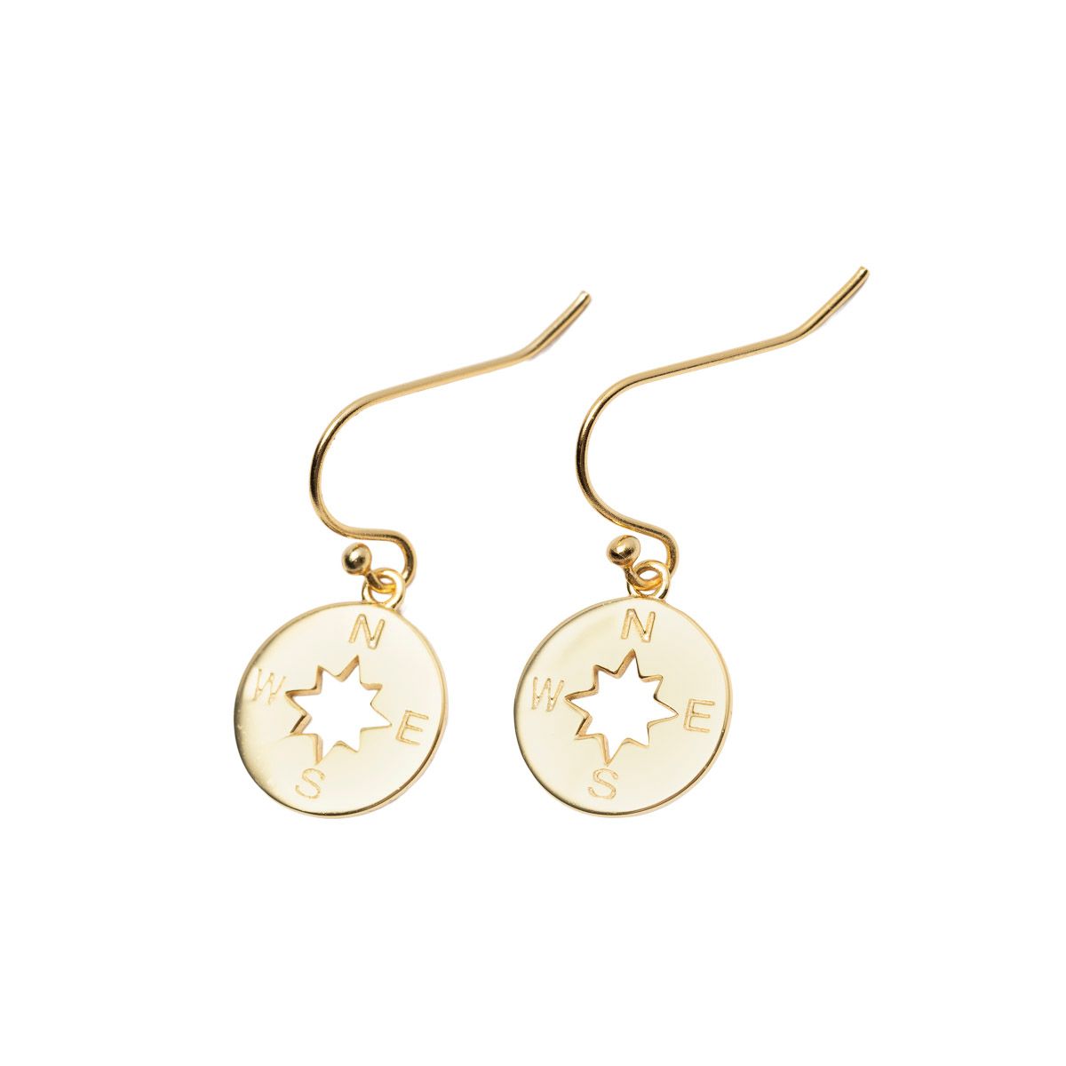 Øredobber Kompass 925 Forgylt Sølv