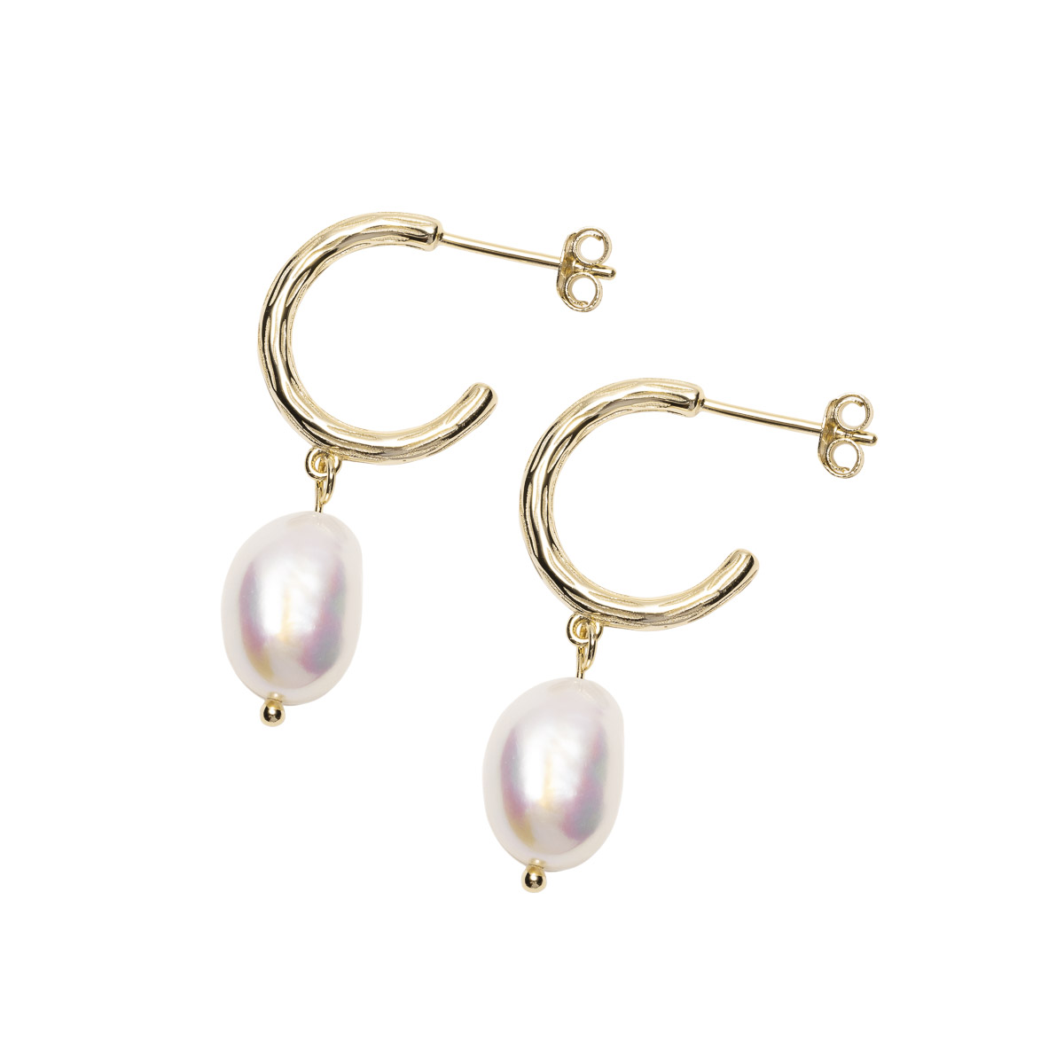 Øreringer Shell Perle 925 Forgylt Sølv