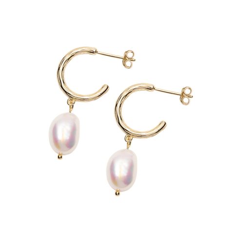 Øreringer Shellperle 925 Forgylt Sølv