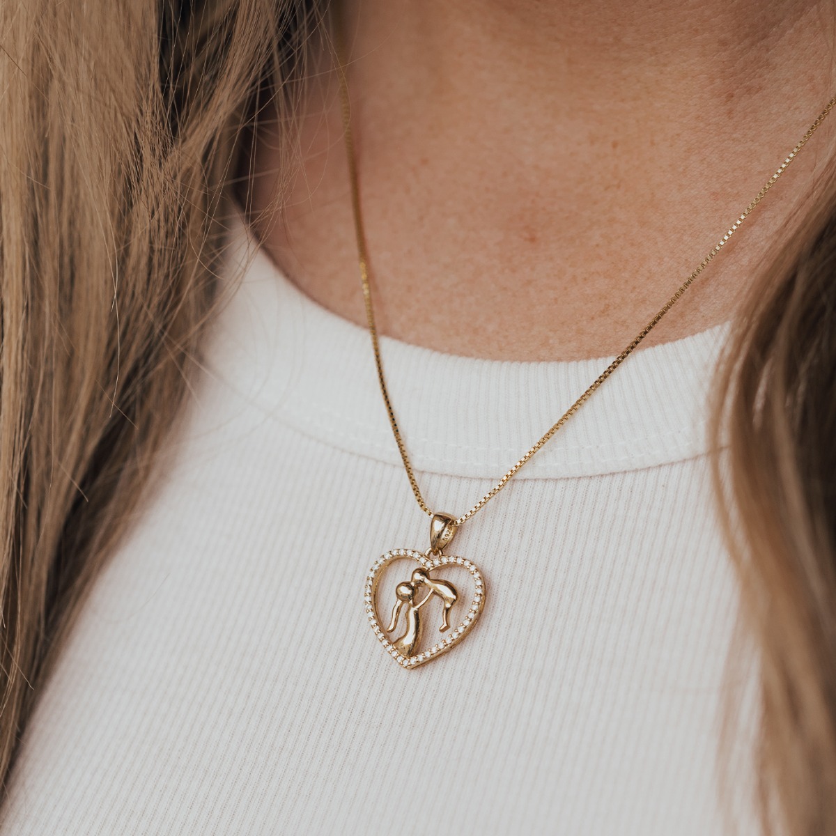 Halssmykke Mor&Barn 925 Forgylt Sølv