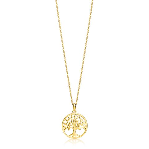 Halssmykke Livets Tre 925 Forgylt Sølv