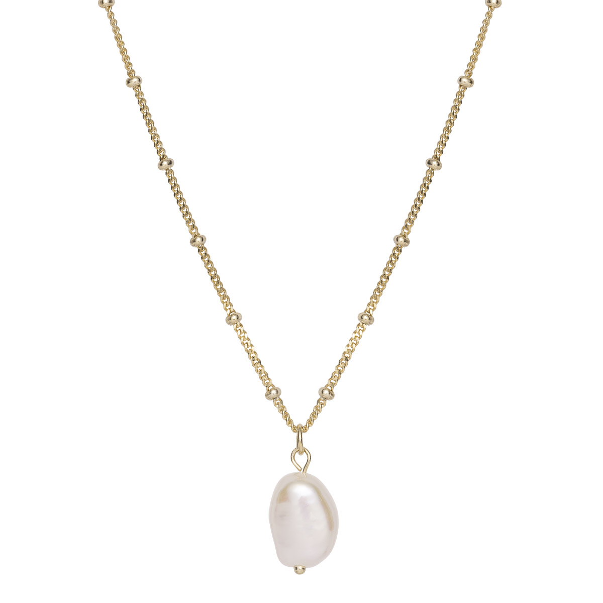 Halssmykke Shell Perle 925 Forgylt Sølv